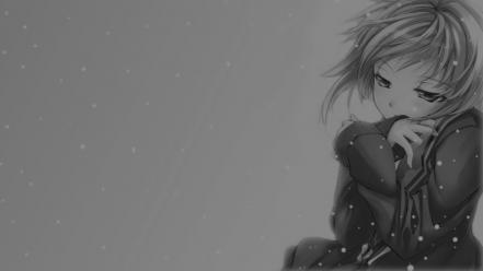 Grayscale anime simple background girls wallpaper