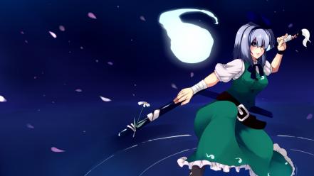 Katana weapons konpaku youmu short hair swords wallpaper