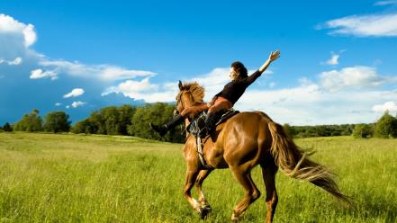 Landscapes horses horseback riding wallpaper