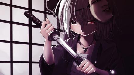 Youmu short hair white band swords ornaments wallpaper