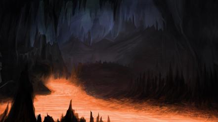 Dark lava fantasy art wallpaper