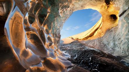 Landscapes glacier ice cave wallpaper