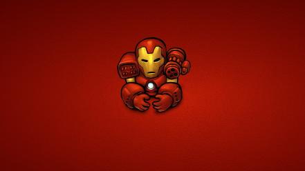 Minimalistic iron man marvel comics red background wallpaper