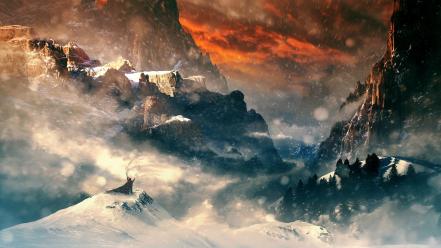 Mountains snow darth vader artwork wallpaper