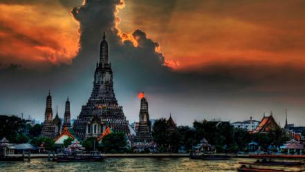 Temples thailand hdr photography rivers wallpaper