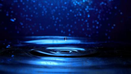 Water close-up blue waves drop bokeh background widescreen wallpaper