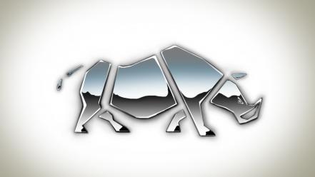 Minimalistic animals shape rhinoceros digital art 3d wallpaper