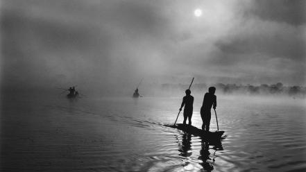 Moon brazil boats monochrome lakes sebastião salgado wallpaper