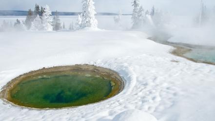 Nature snow hot springs wallpaper