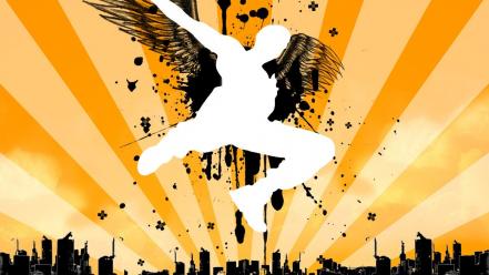 Wings cityscapes vector wallpaper