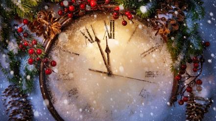 Winter clocks christmas wallpaper