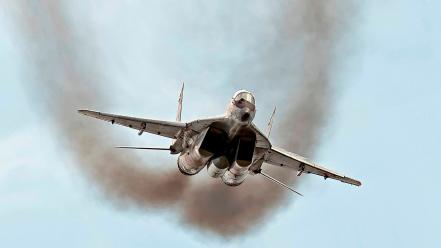 Aircraft smoke mig-29 fulcrum aviation fighter jets wallpaper