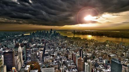 Clouds cityscapes new york city skyscrapers wallpaper