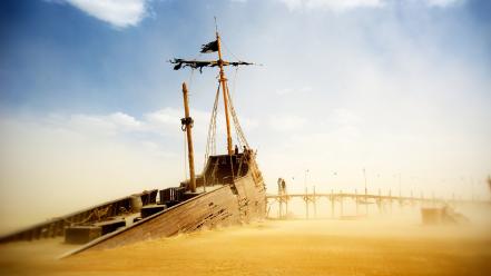 Desert ships wrecks wallpaper