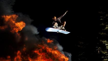 Fire snowboarding redbull jump wallpaper