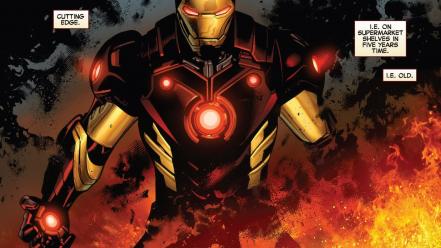 Iron man comics fire marvel now wallpaper