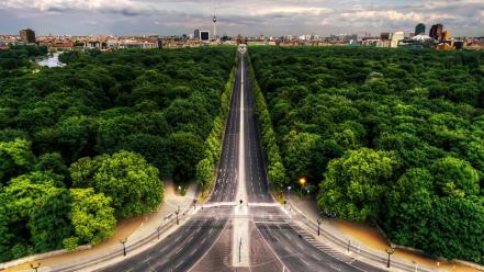 Trees cityscapes streets germany berlin roads wallpaper