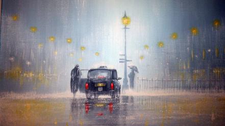 Cars london people taxi artwork jeff rowland wallpaper