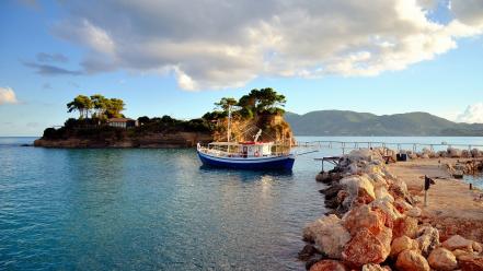 Coast ships outdoors islands boats greece sea wallpaper