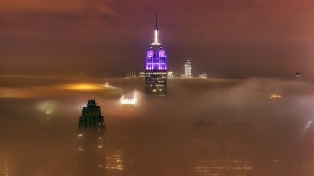 Fog new york city empire state building cities wallpaper