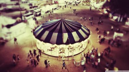 Funny amusement park carousel merry-go-round wallpaper