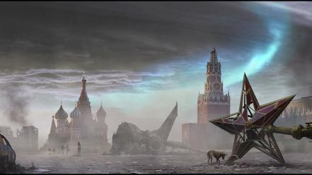 Moscow disasters red square post apocalyptic russian wallpaper