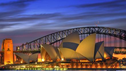 Night opera house australia harbor sydney harbour bridge wallpaper