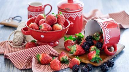 Red food kitchen berry blueberries bowl wallpaper