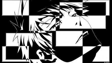 Black and white bleach kurosaki ichigo faces wallpaper