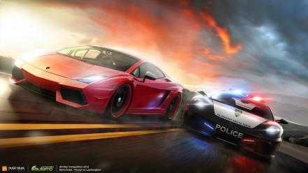 Cars police lamborghini ferrari racing chase wallpaper