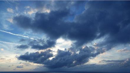 Clouds horizon seascapes caribbean sea sky wallpaper