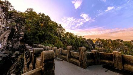 Germany bridges bing rock formations bastei bridge wallpaper