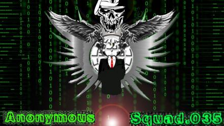 Green anonymous legion matrix code squad .035 wallpaper