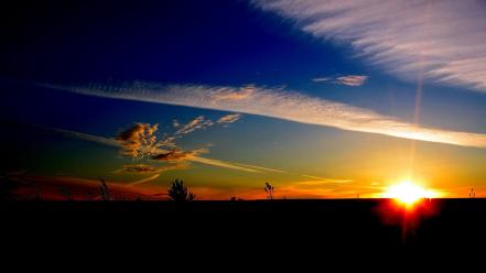 Light sunset clouds sun line skies define wallpaper