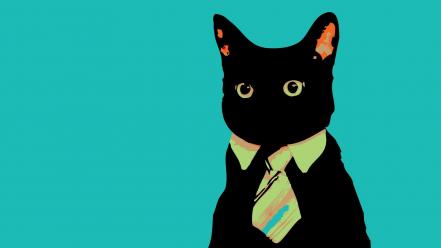 Minimalistic cats animals suit tie meme wallpaper