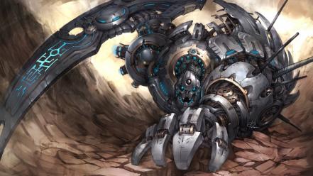 Robot futuristic weapons technology armor sci-fi wallpaper