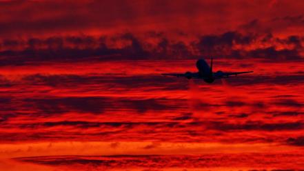 Sunset aircraft airliners aviation wallpaper