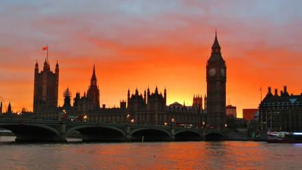 Sunset cityscapes london bridges big ben rivers wallpaper