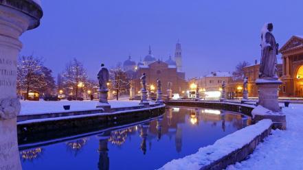 Winter snow italy statues reflections bing wallpaper