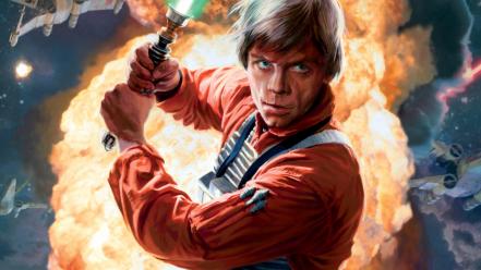 Explosions lightsabers luke skywalker rebels x-wing rebellion wallpaper