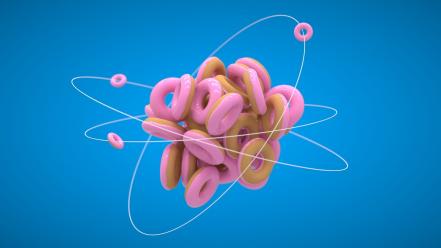 Funny donuts atom structure wallpaper