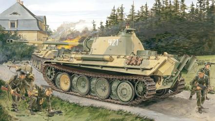 Military tanks artwork pzkpfw 5 panther wallpaper