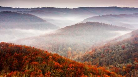 Mountains landscapes nature autumn forests hills fog wallpaper