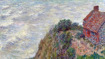 Paintings houses claude monet impressionism sea wallpaper