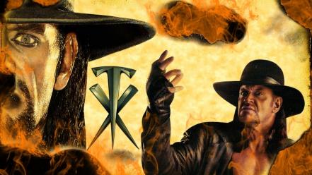 Paper wwe world wrestling entertainment the undertaker burning wallpaper