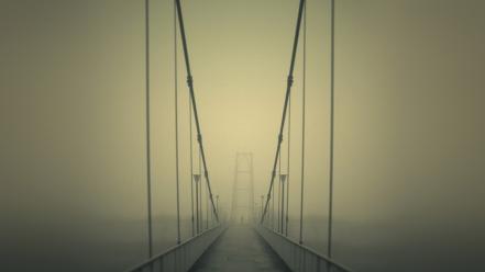 Rivers life suspension bridge way lone man wallpaper