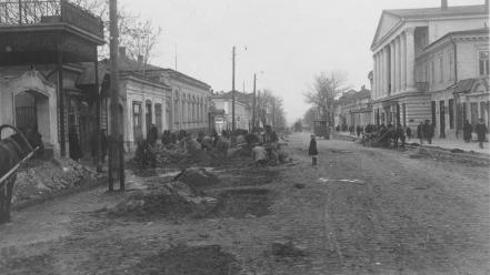 Streets ussr grayscale cities taganrog wallpaper