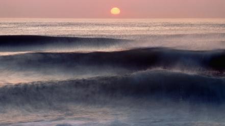 Sunrise waves atlantic ocean massachusetts wallpaper