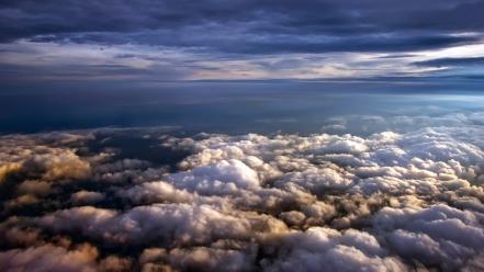 Water clouds horizon flight air wallpaper
