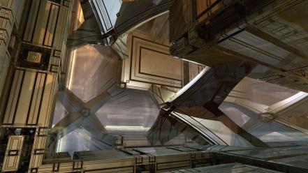 Abstract futuristic hall science fiction wallpaper